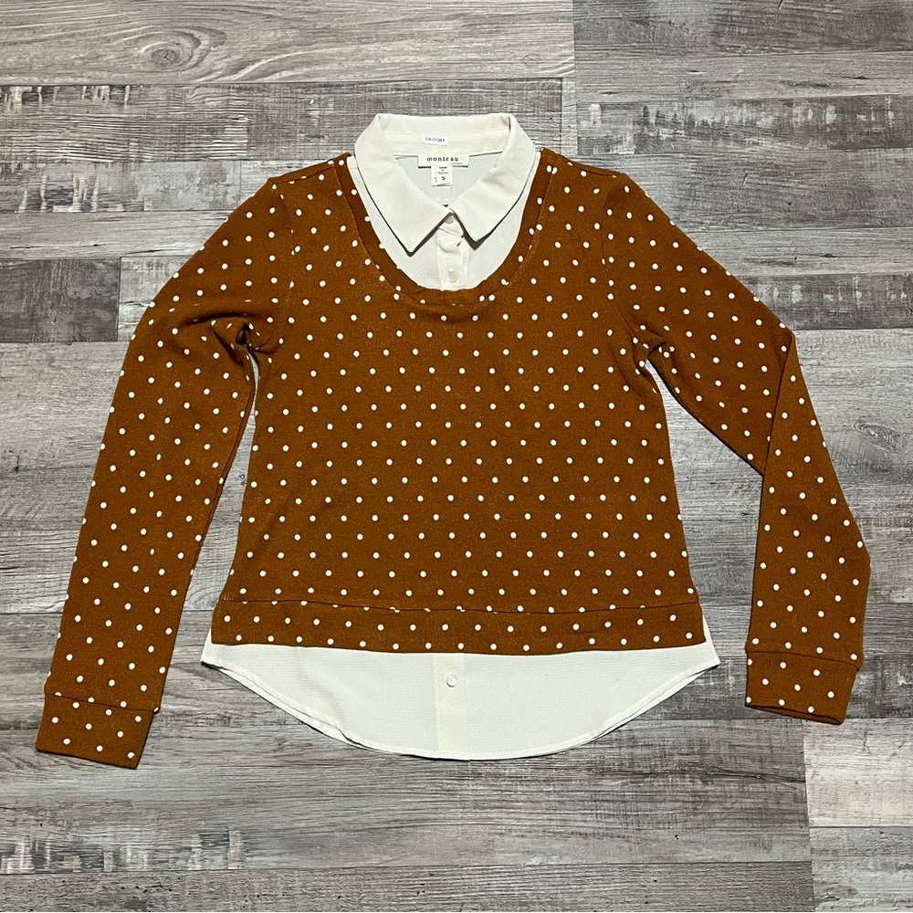 Polka dot collared sweater
